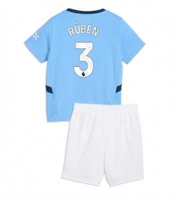 Manchester City Ruben Dias #3 Hjemmebanesæt Børn 2024-25 Kort ærmer (+ korte bukser)